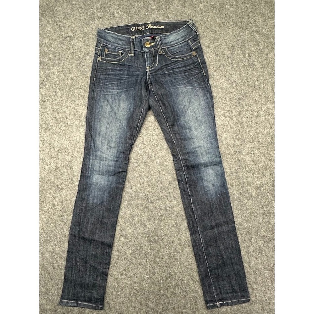 GUESS Premium Women Skinny Jeans Dark Wash Stretch Low Rise Designer Denim‎ Size